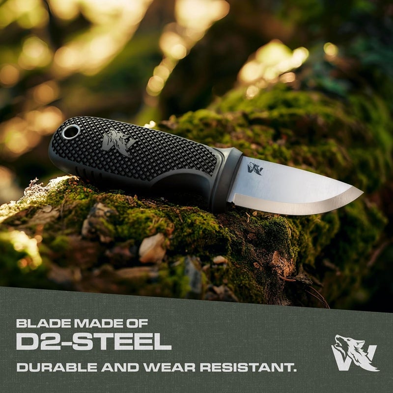 ODENWOLF W-MINI 2 - EDC Neck Knife with Sheath and Necklace - Small EDC Fixed Blade Knife Necklace and Belt Clip - Pocket Fixed Blade Knives - Full Tang Neck Knife with Sheath Tactical + Fire Starter - Image 2